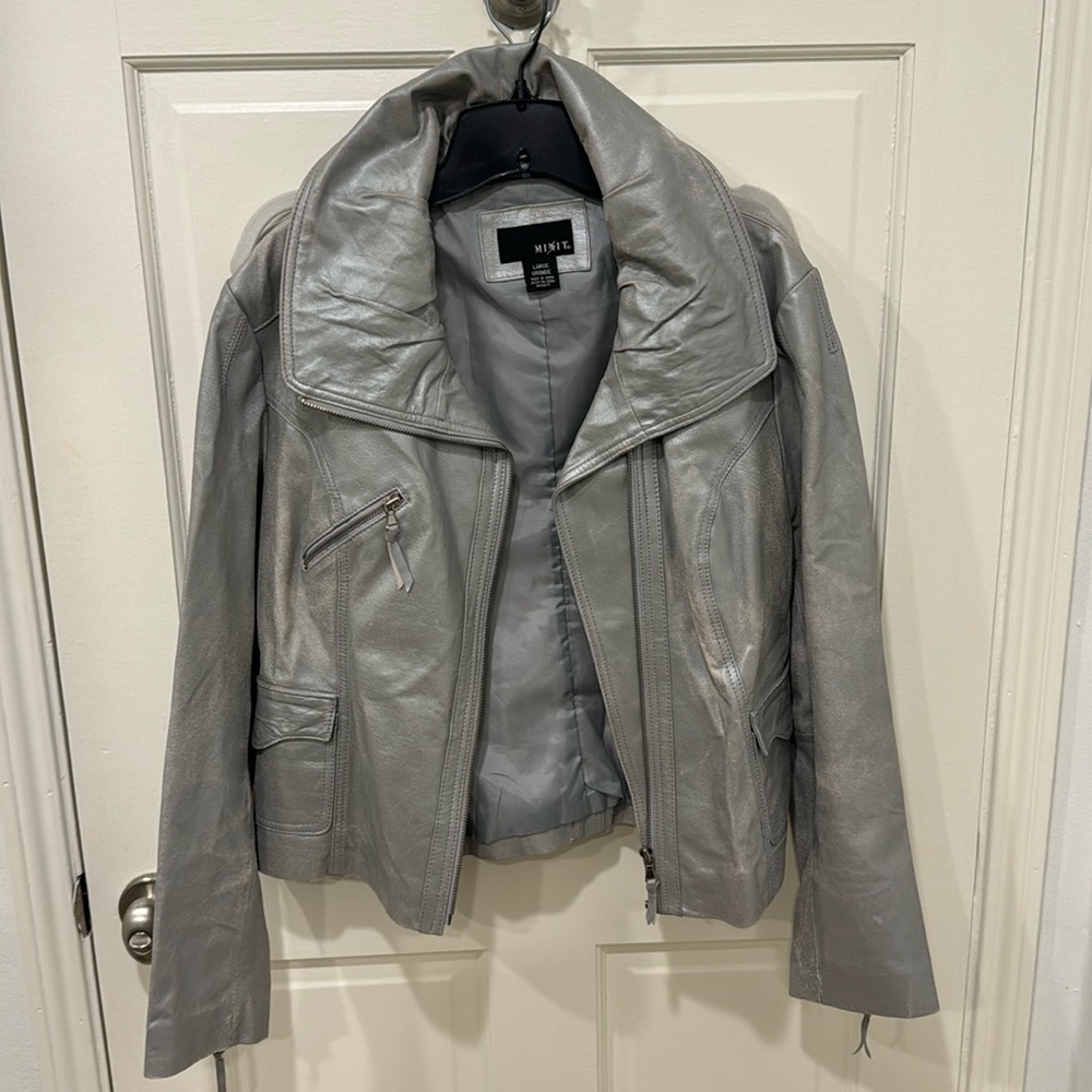 Vintage Silver Leather Jacket